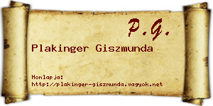 Plakinger Giszmunda névjegykártya